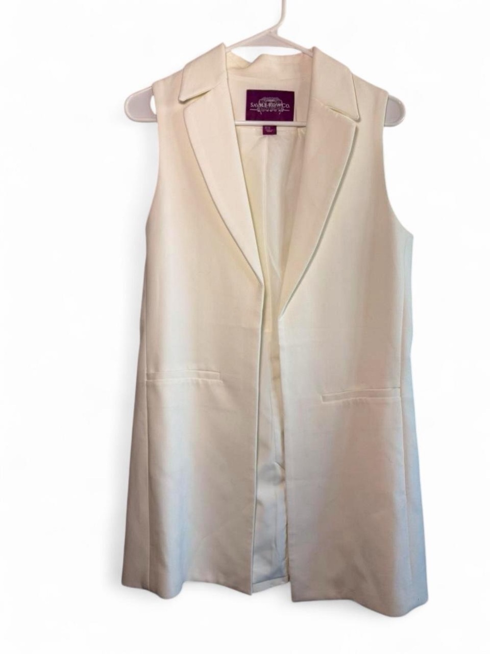 Sanctuary Cream Sleeveless Long Vest Blazer